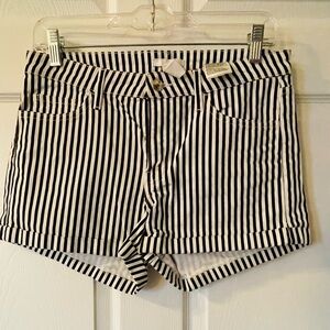 H&M Black and White Striped Jean Shorts